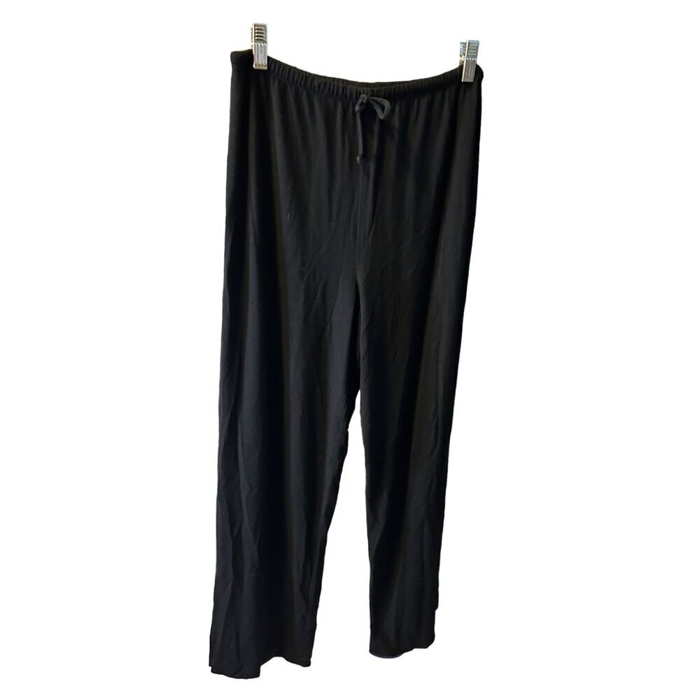 Chicos Black Drawstring Pants Size L Rayon Spandex Pull On Pants